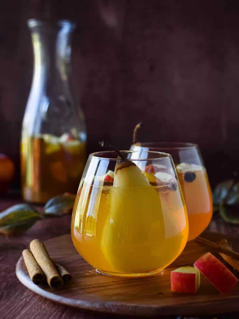 glass of apple pear sangria