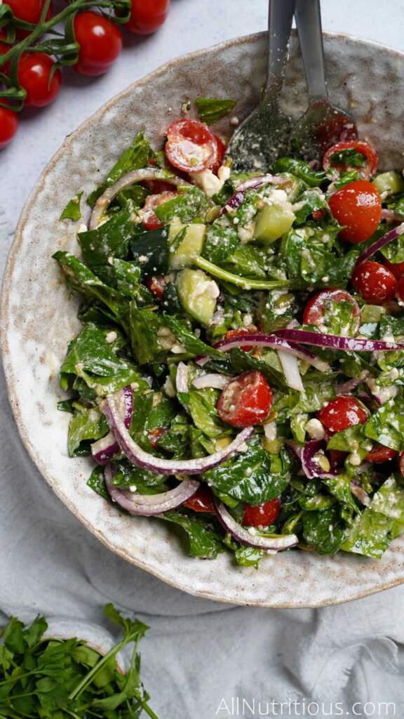 Spinach Tomato Salad with Feta Cheese