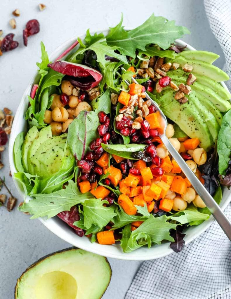Pomegranate Salad with Roasted Sweet Potatoes