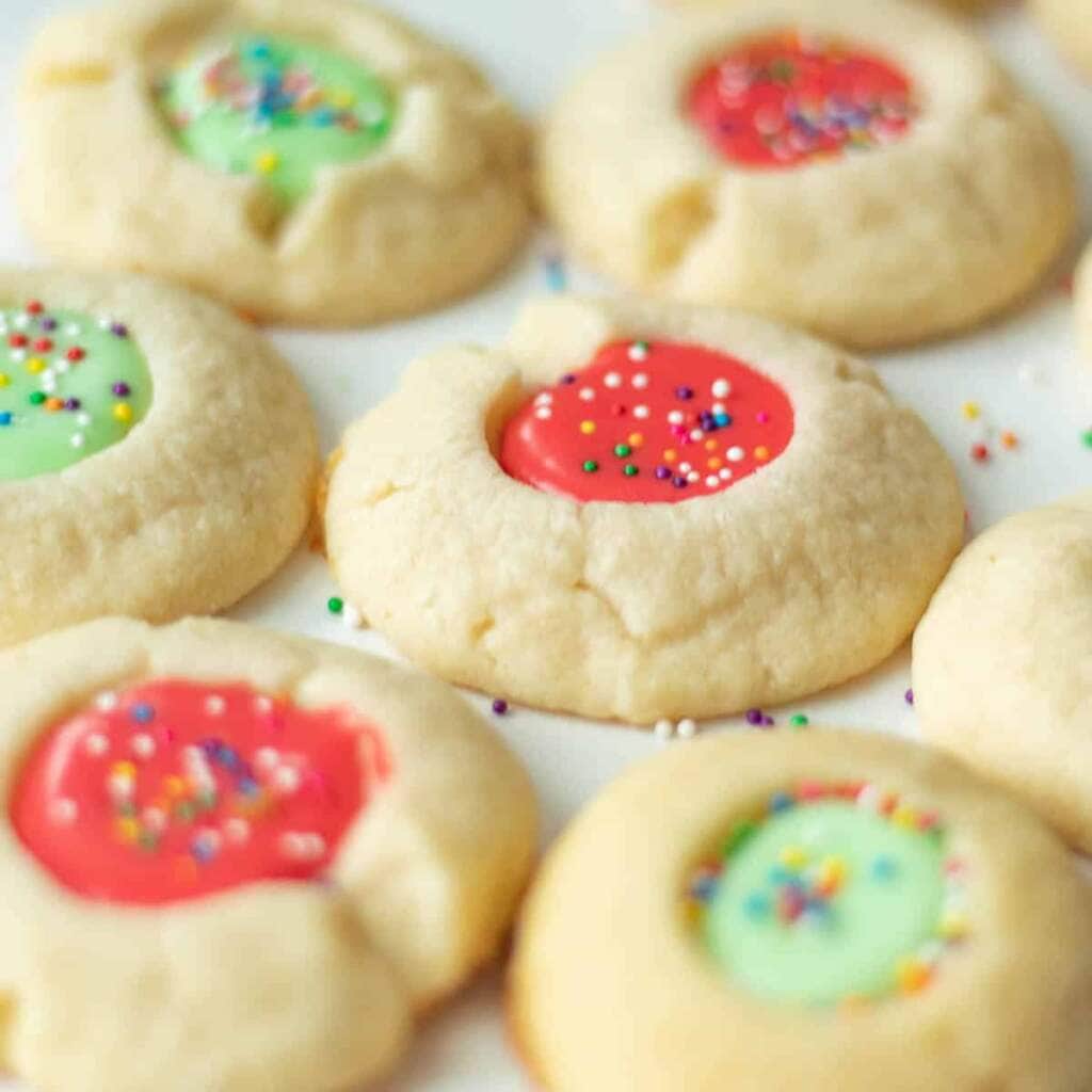 Thumbprint Cookies with Sprinkles