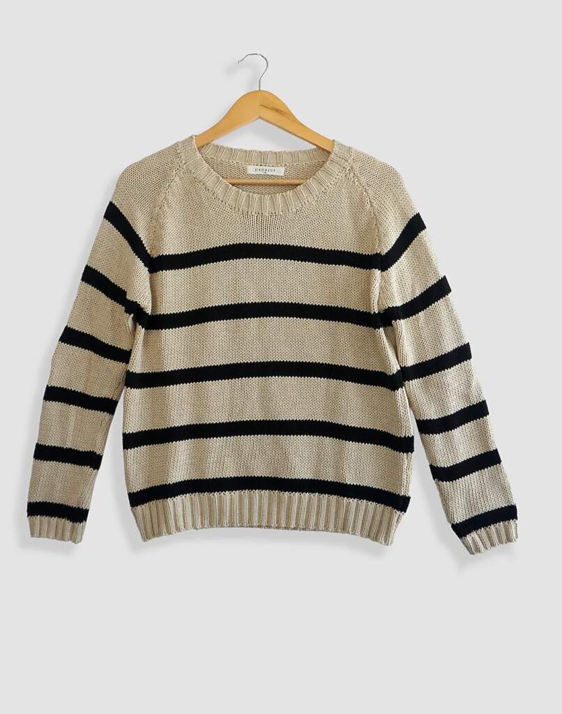 Madewell Striped Sweater Tan and Navy